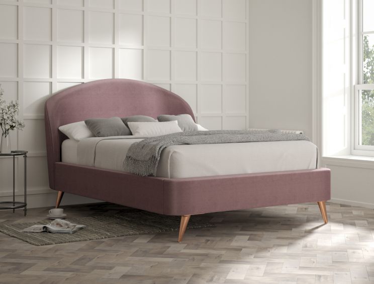 Lunar Upholstered Bed Frame - Double Bed Frame Only - Velvet Lilac