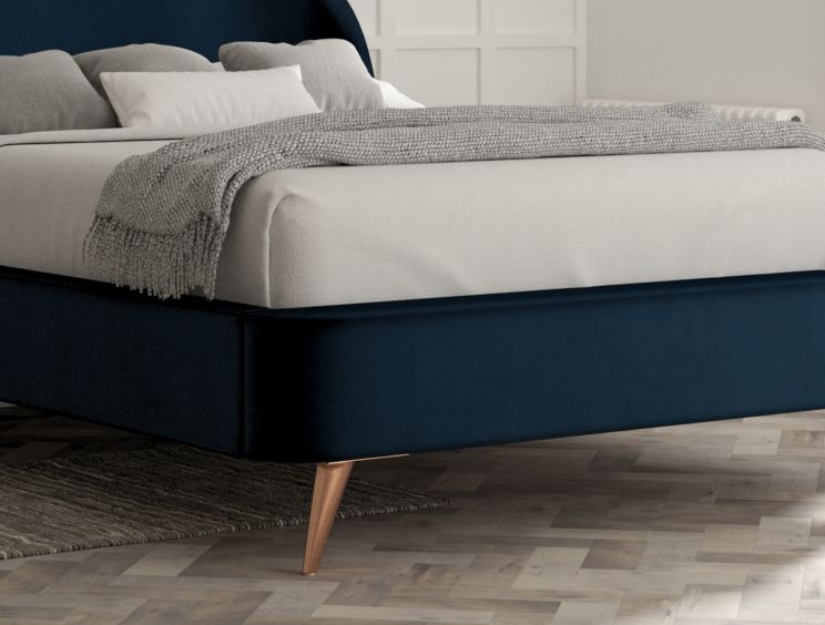 Lunar Upholstered Bed Frame - King Size Bed Frame Only - Velvet Navy