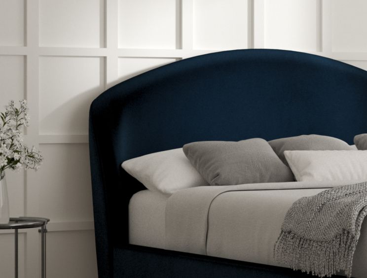 Lunar Upholstered Bed Frame - King Size Bed Frame Only - Velvet Navy