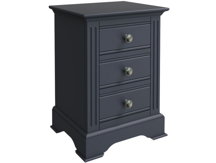 Macy Midnight Grey 3Drw Large Bedside Cabinet