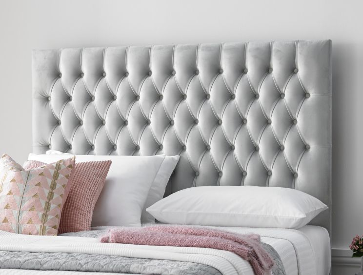 Madison Velvet Silver Floor Standing Super King Size Headboard