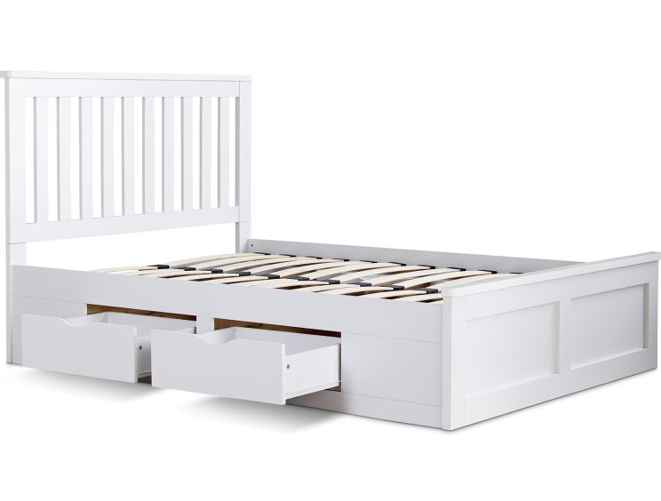 Madison White 4 Drawer Wooden Double Bed Frame Only