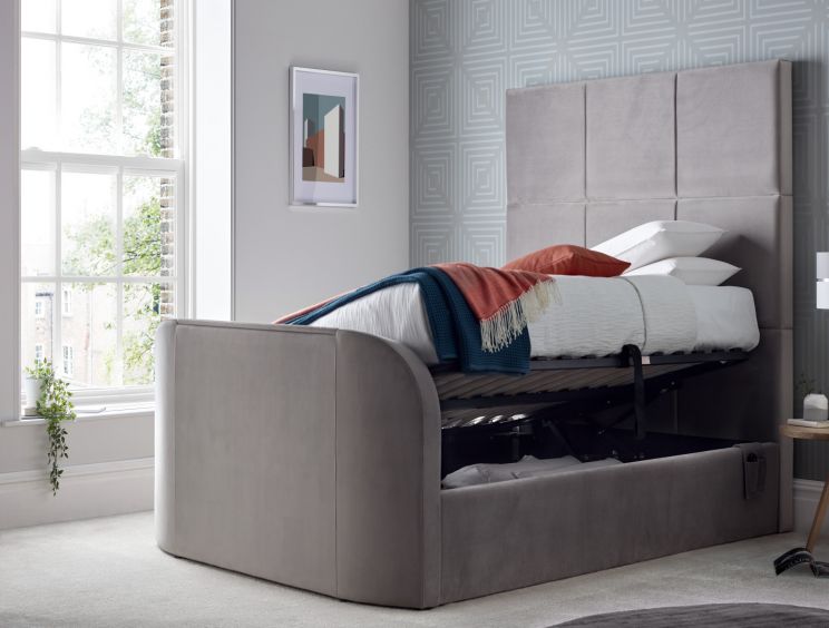 Somerton Grey Upholstered Tv King Size, Luxury Fabric King Bed Frame