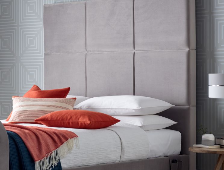Grey upholstered headboard king hot sale