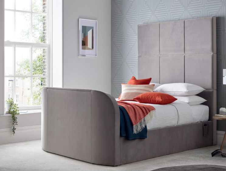 Somerton Grey Upholstered TV King Size Bed Frame Only