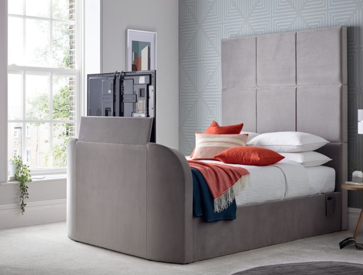 Somerton Grey Upholstered TV King Size Bed Frame Only