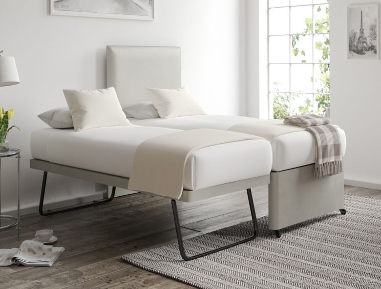 Cheltenham Malia Silver Upholstered Guest Bed With Mattresses