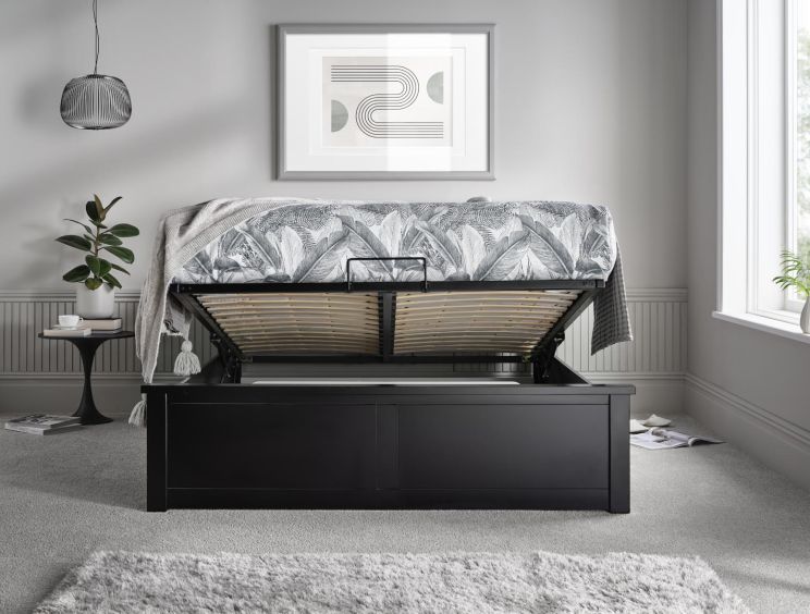 Malmo Black Wooden Ottoman Storage Bed - Double Ottoman Only