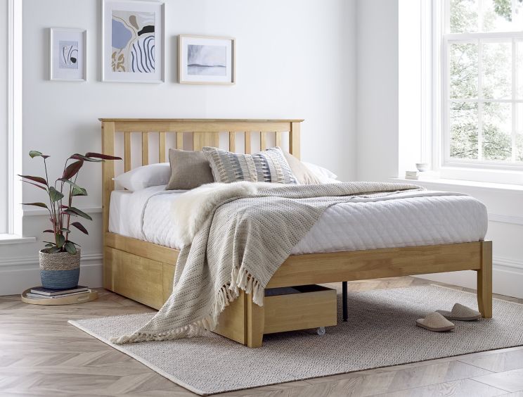 Malmo Oak Finish Wooden Bed Frame - King Size Bed Frame Only