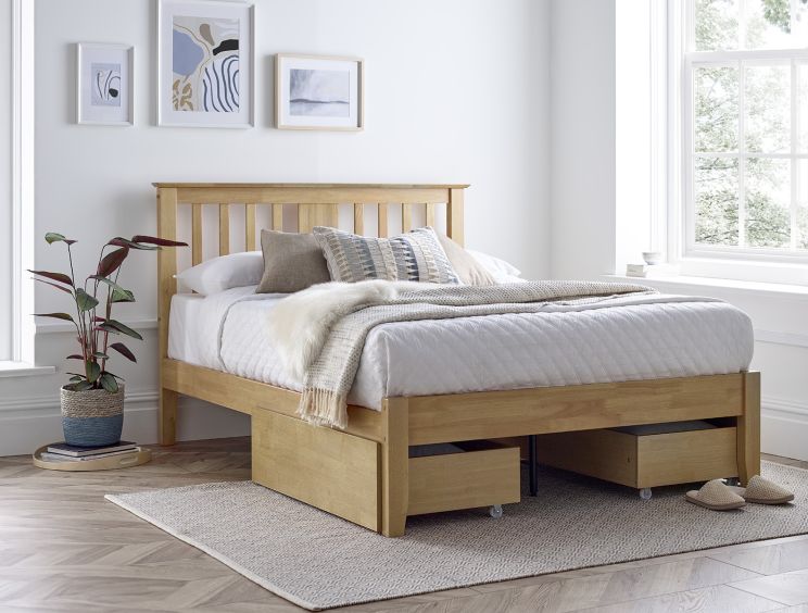 King size wood bed top frame with storage
