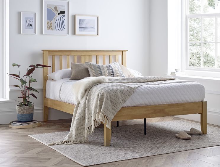 Malmo Oak Finish Wooden Bed Frame - King Size Bed Frame Only