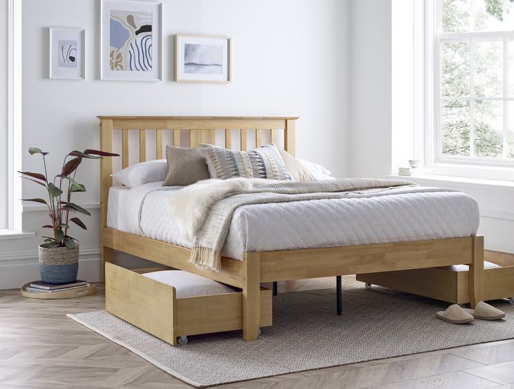 Malmo Oak Finish Wooden Bed Frame - King Size Bed Frame Only