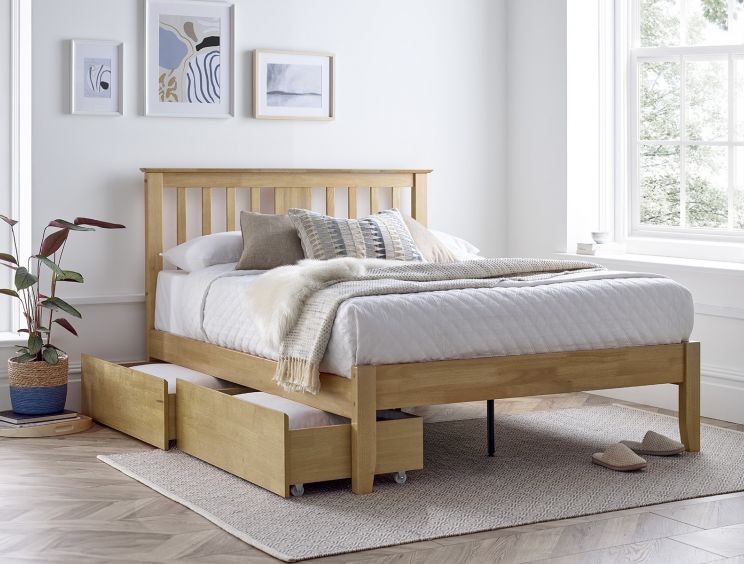 Malmo Oak Finish Wooden Bed Frame - Double Bed Frame Only