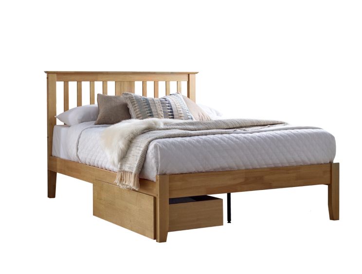 Malmo Oak Finish Wooden Bed Frame - Double Bed Frame Only