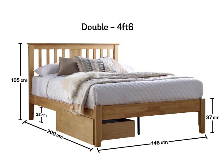 Malmo Oak Finish Wooden Bed Frame - Double Bed Frame Only