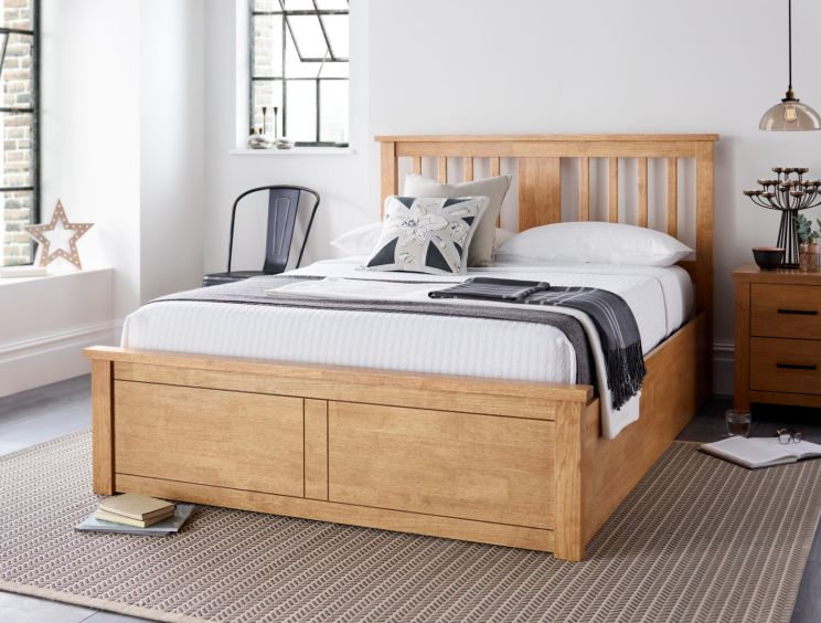 Malmo New Oak Finish Wooden Ottoman Storage Bed - Double Ottoman Only