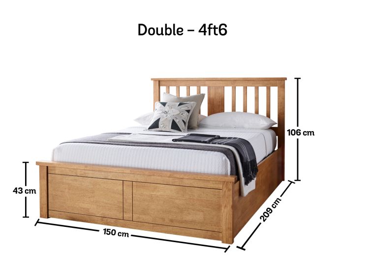 Malmo New Oak Finish Wooden Ottoman Storage Bed - Double Ottoman Only