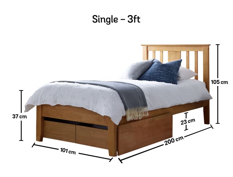 Malmo Oak Finish Solo Wooden Bed Frame - Single Bed Frame Only