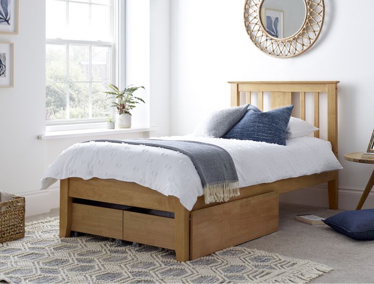 Malmo Oak Finish Solo Wooden Bed Frame - Single Bed Frame Only