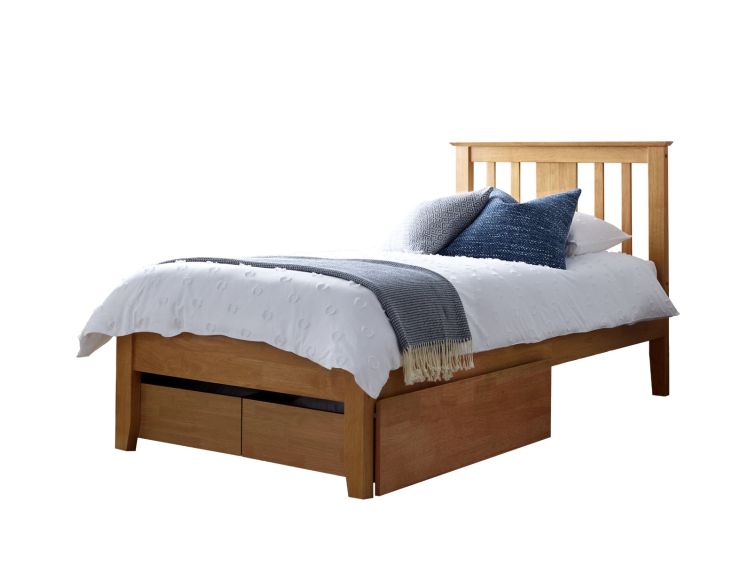 Malmo Oak Finish Solo Wooden Bed Frame - Single Bed Frame Only