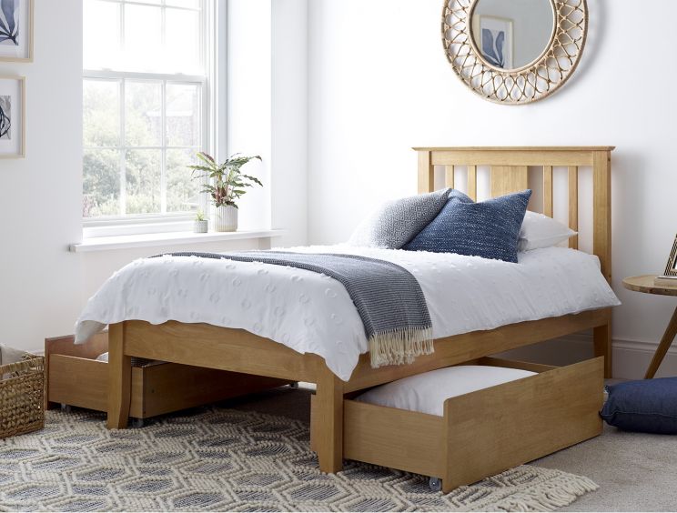 Malmo Oak Finish Solo Wooden Bed Frame - Single Bed Frame Only