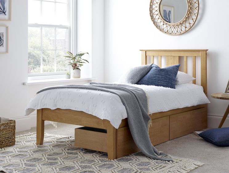 Malmo Oak Finish Solo Wooden Bed Frame - Single Bed Frame Only