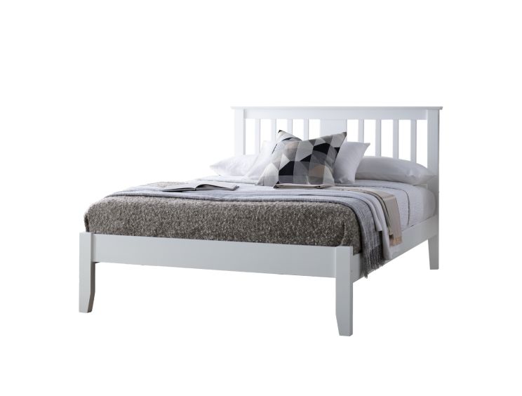 Malmo White Wooden Bed Frame - Compact Double Bed Frame Only