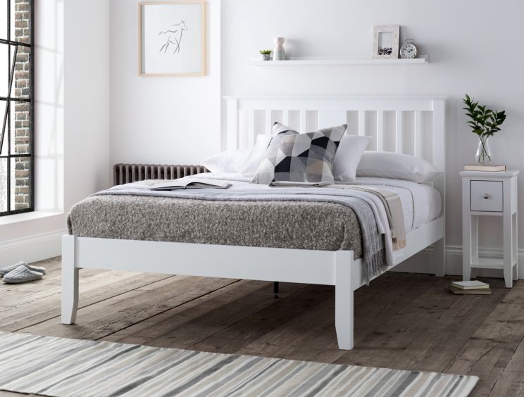 Malmo White Wooden Bed Frame - Compact Double Bed Frame Only