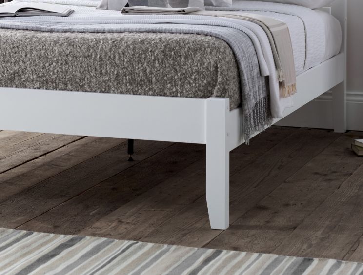 Malmo White Wooden Bed Frame - Compact Double Bed Frame Only