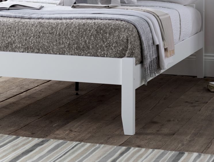 Malmo White Wooden Bed Frame - Compact Double Bed Frame Only