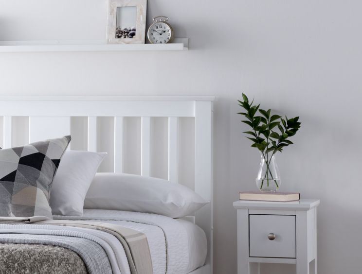 Malmo White Wooden Bed Frame Including, White Bed Frame Drawers