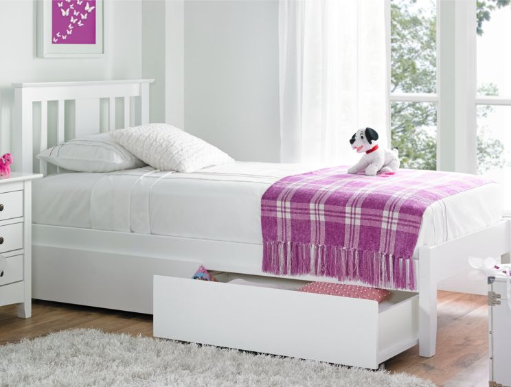 Malmo  White Solo Wooden Bed Frame - Single Bed Frame Only