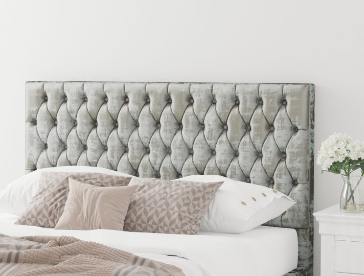 Malton Ottoman Distressed Velvet Platinum Bed Frame Only