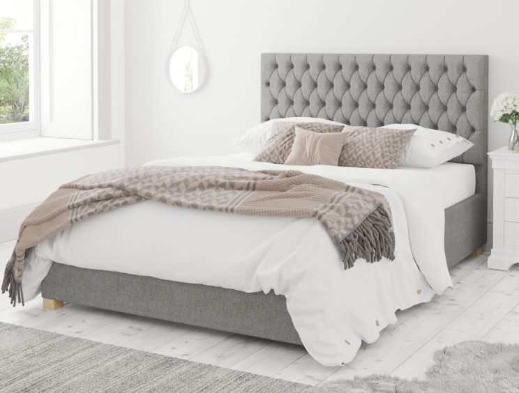 Malton Ottoman Eire Linen Grey Double Bed Frame Only