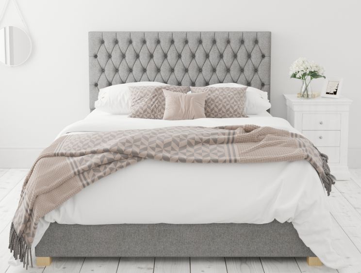 Malton Ottoman Eire Linen Grey Double Bed Frame Only