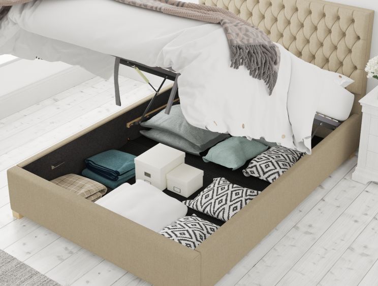 Malton Ottoman Eire Linen Natural Double Bed Frame Only