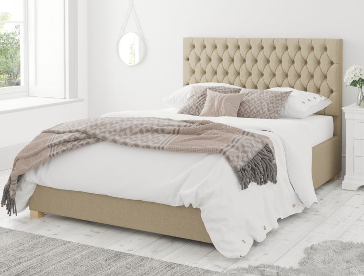 Malton Ottoman Eire Linen Natural Compact Double Bed Frame Only