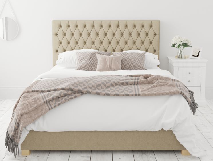 Malton Ottoman Eire Linen Natural Compact Double Bed Frame Only