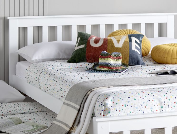Malvern White 3 Drawer Wooden Double Bed With Trundle