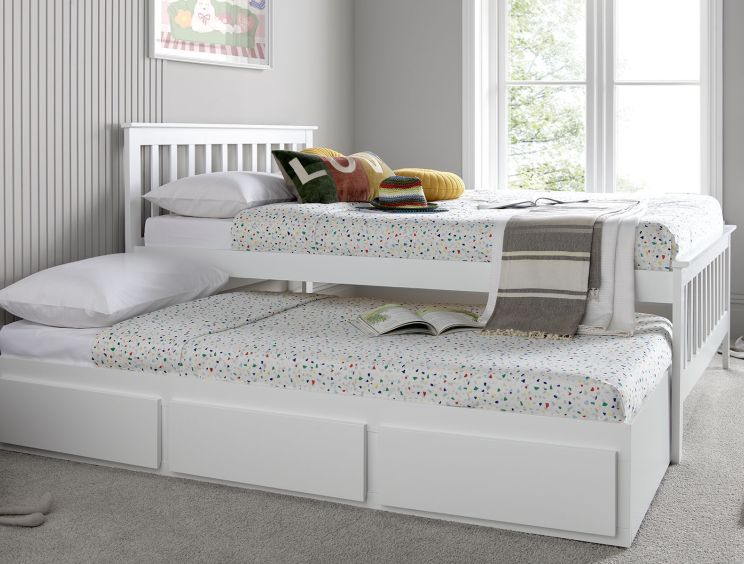 White twin bed with trundle best sale