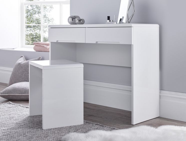 Manilla White Dressing Table With 2 Drawers
