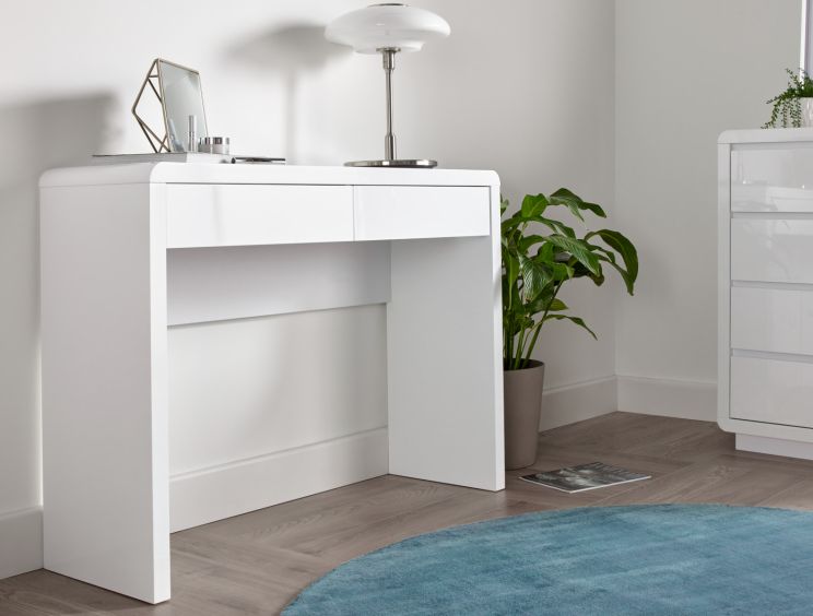 Marlow High Gloss - 2 Drawer Dressing Table White