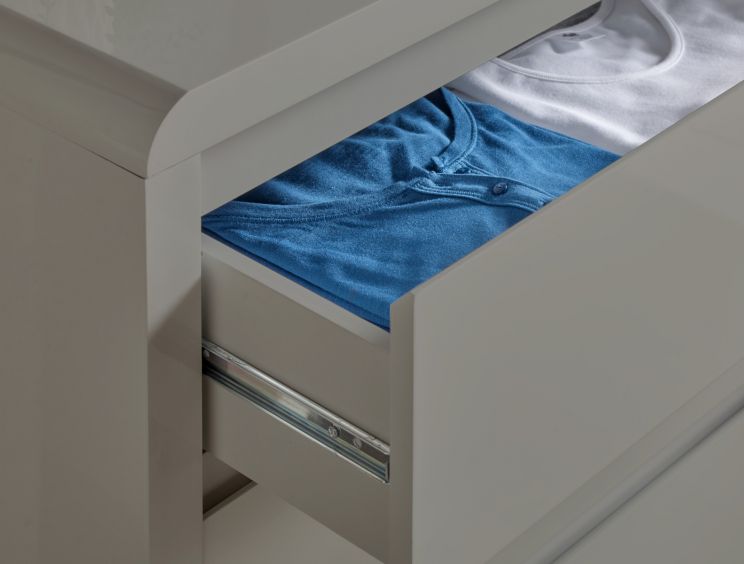 Marlow High Gloss - 2 Drawer Bedside - Cool Grey