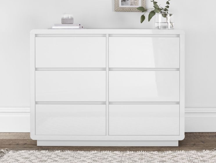 Marlow High Gloss - 6 Drawer Chest - White