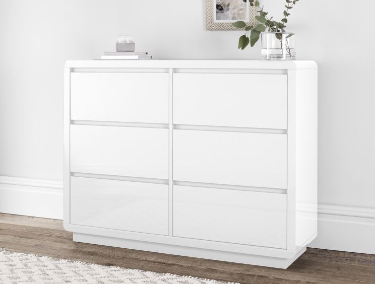 Marlow High Gloss - 6 Drawer Chest - White