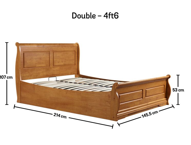 Marseille New Oak Ottoman Bed - Double Bed Frame Only