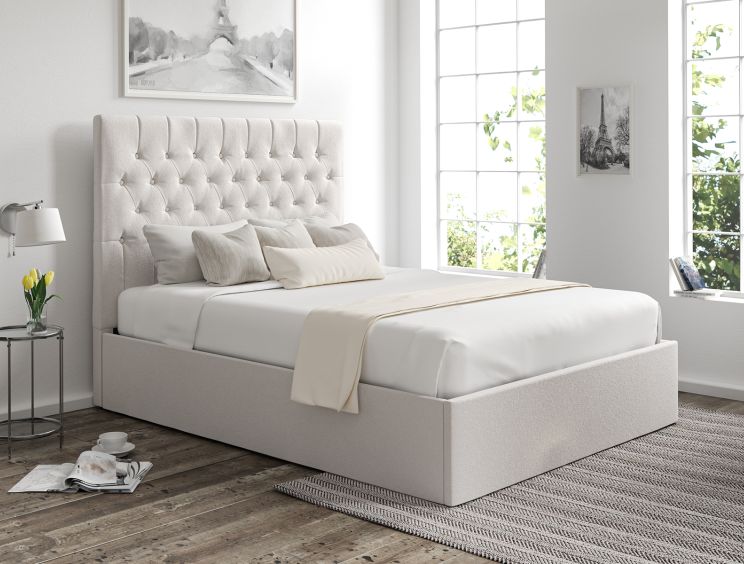 Maxi Arran Natural Upholstered Ottoman King Size Bed Frame Only