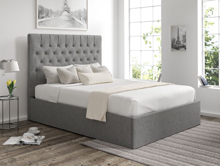 Maxi Arran Pebble Upholstered Ottoman King Size Bed Frame Only