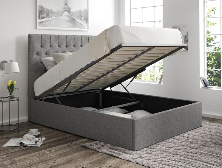 Maxi Arran Pebble Upholstered Ottoman Double Bed Frame Only