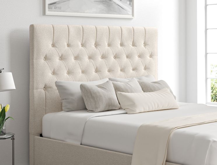 Maxi Boucle Ivory Upholstered Ottoman King Size Bed Frame Only